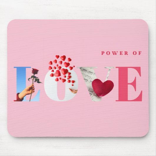 Power of Love Zitat Romantisches Sanftes Hellrosa Mousepad (Vorne)