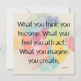 Power of Thought Buddha Watercolor Quote Art Card Feiertagskarte