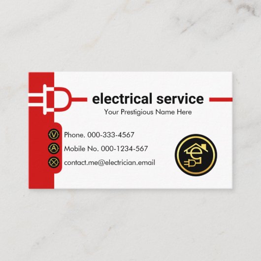 Power Plug Electric Supply Line Visitenkarte (Vorderseite)