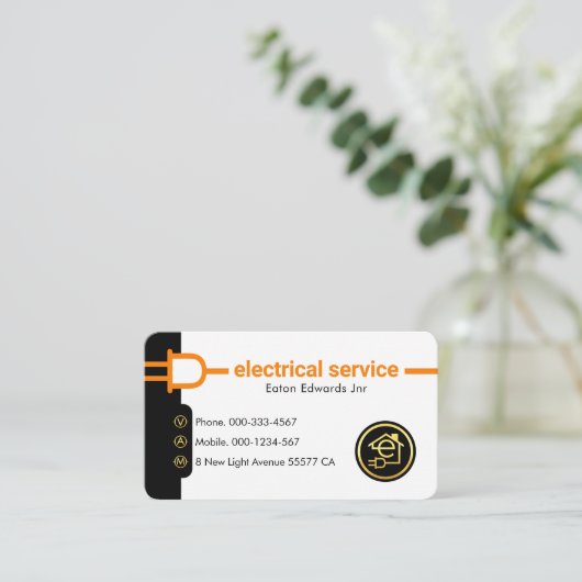 Power Plug Electrical Supply Line Visitenkarte (Stehend Vorderseite)
