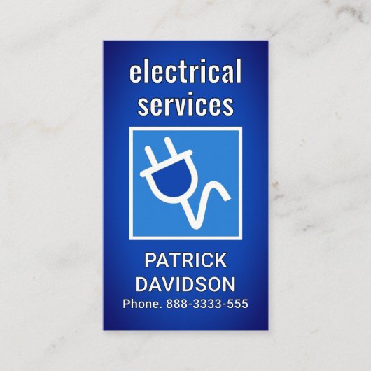 Power Plug On Blue Vignette Visitenkarte (Vorderseite)