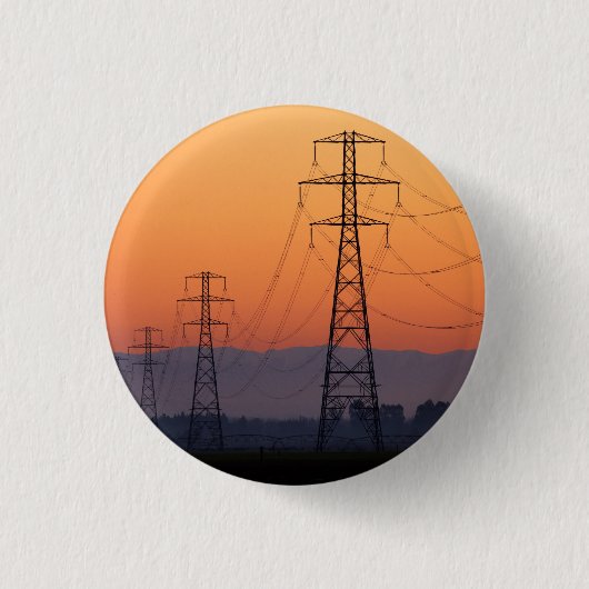 Power Pylons bei Sonnenuntergang Button (Vorderseite)