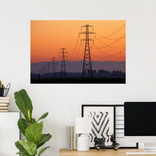 Power Pylons bei Sunset Poster (Heimbüro)