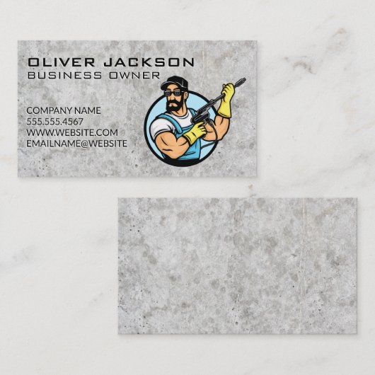 Power-Reinigungs-Logo | Konkreter Hintergrund Visitenkarte (Vorne/Hinten)