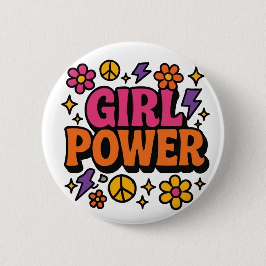 Power Retro Girl Button (Vorderseite)