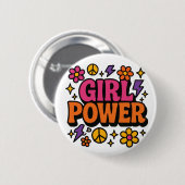 Power Retro Girl Button (Vorne & Hinten)