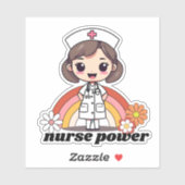 Power Retro-Krankenschwester und Regenbogen wasser Aufkleber (Blatt)