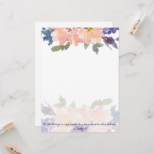 Power Rosa Aquarellblüte Karte (Vorderseite/Rückseite Beispiel)