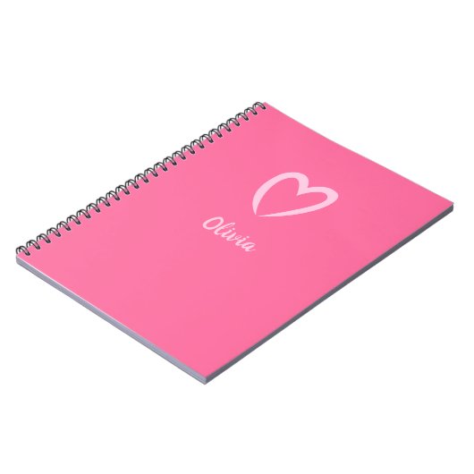 Power Rosa Herzname Minimalistisch Notizblock (Linke Seite)