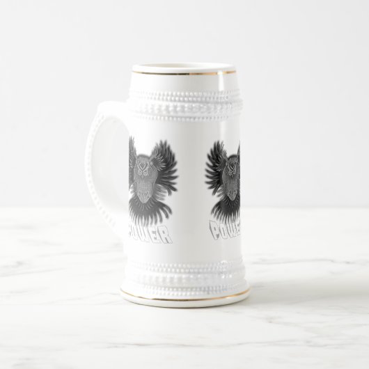 Power Schwarz/Weiß Bierglas (Vorderseite Links)