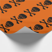 Power Skull Black und Orange Geschenkpapier (Ecke)