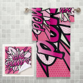 Power Spaß Retro Comic Pop Rosa Badhandtuch Set