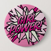 Power Spaß Rosa Comic Pop Kunst Button (Vorderseite)