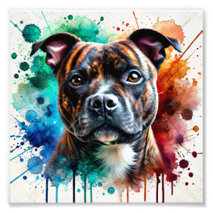 Power Staffordshire Bull Terrier Watercolor Art Fotodruck