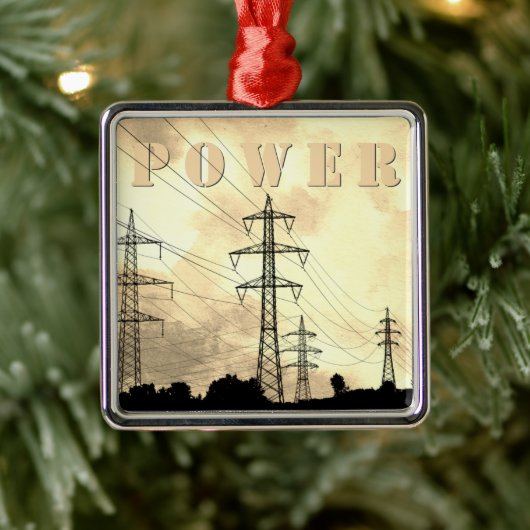 Power Towers and Lines Electric POWER Weihnachten Ornament Aus Metall (Baum)