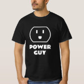 Power Typ Sockel in Shirt. Fun Tee für Elektriker (Vorderseite)