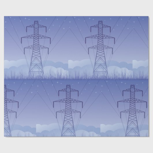 Power-Übertragungsturm am Night Sky Geschenkpapier (Flach)