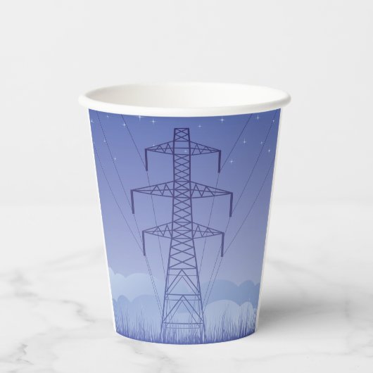 Power-Übertragungsturm am Night Sky Pappbecher (Vorderseite)