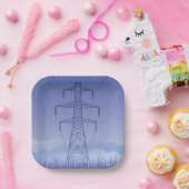 Power-Übertragungsturm am Night Sky Pappteller (Party)