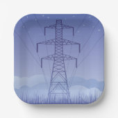 Power-Übertragungsturm am Night Sky Pappteller (Vorderseite)