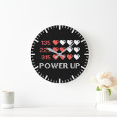 Power Up Bar, Funny, Gamer, Retro, Geek, Nerd Larg Große Wanduhr (Zuhause)