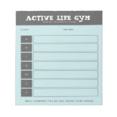 Power Up: Blue & Black Weekly Workout Plan Notepad Notizblock (Vorderseite)
