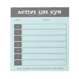 Power Up: Blue & Black Weekly Workout Plan Notepad Notizblock