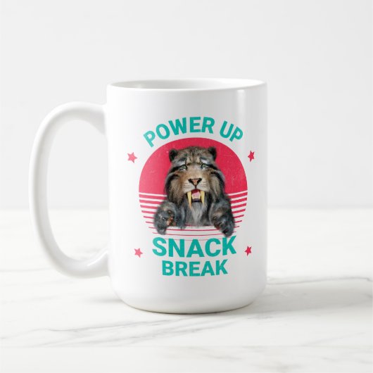 Power Up Snack Break Saberzahniger Tiger Kaffeetasse (Links)