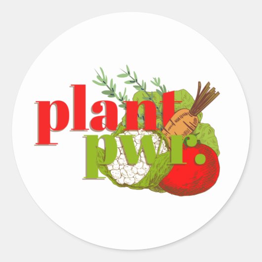 Power vegan Pflanze Runder Aufkleber (Vorderseite)