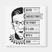 Power von Mädchen mit Buch nie unterschätzen Magnet (Vorne)