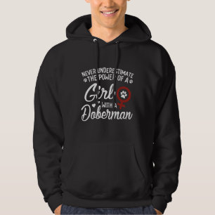 Power von Mädchen mit Doberman für weibliche Hunde Hoodie