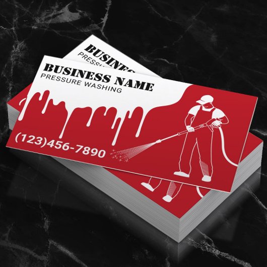 Power waschen Berufliche Reinigung Rot Visitenkarte
