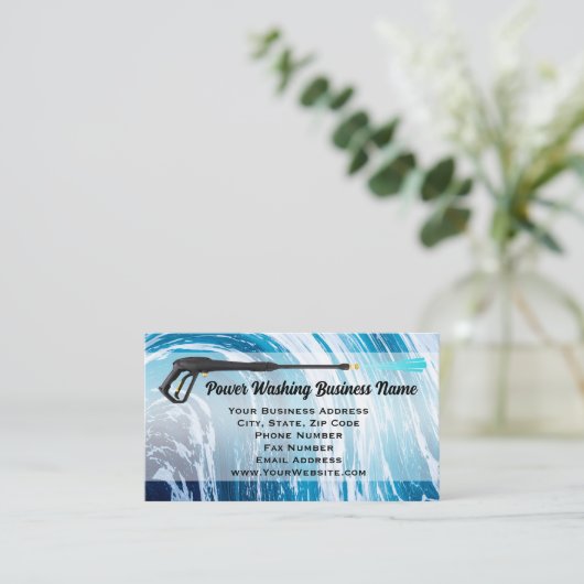 Power Waschen Druck Wash Blue Wave Contractor Visitenkarte (Stehend Vorderseite)