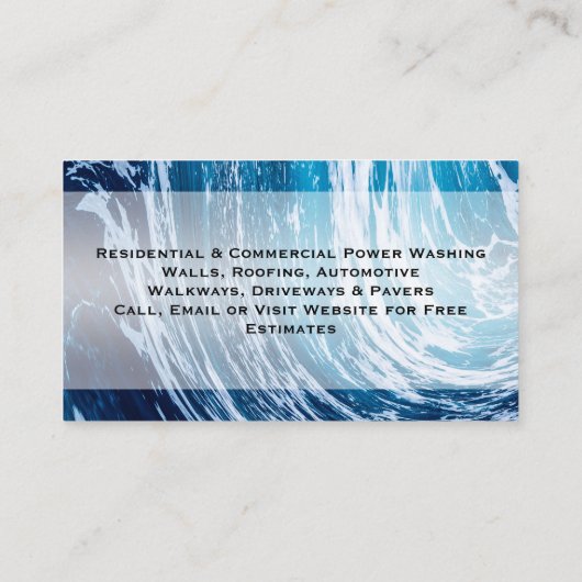 Power Waschen Druck Wash Blue Wave Contractor Visitenkarte (Rückseite)