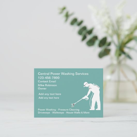 Power - Waschen und Druckreinigung Visitenkarten Visitenkarte (Stehend Vorderseite)