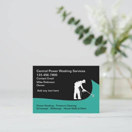 Power - Waschen und Druckreinigung Visitenkarten Visitenkarte (Stehend Vorderseite)