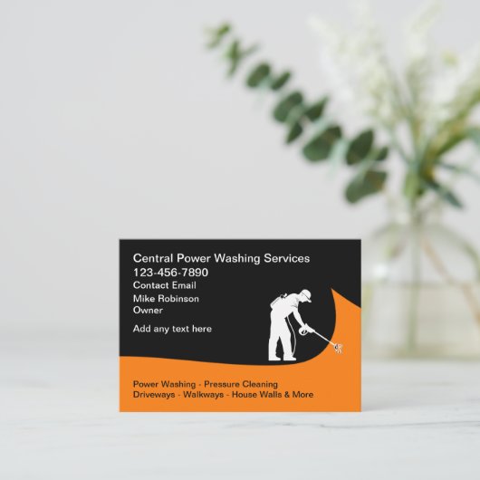 Power - Waschen und Druckreinigung Visitenkarten Visitenkarte (Stehend Vorderseite)