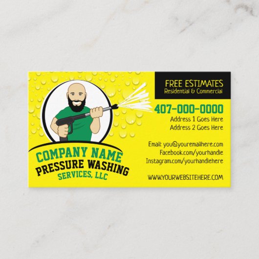 Power waschen und reinigen individuell einstellbar visitenkarte (Vorderseite)