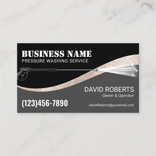 Power waschen Wash Black & Gold Cleaning Visitenkarte (Vorderseite)