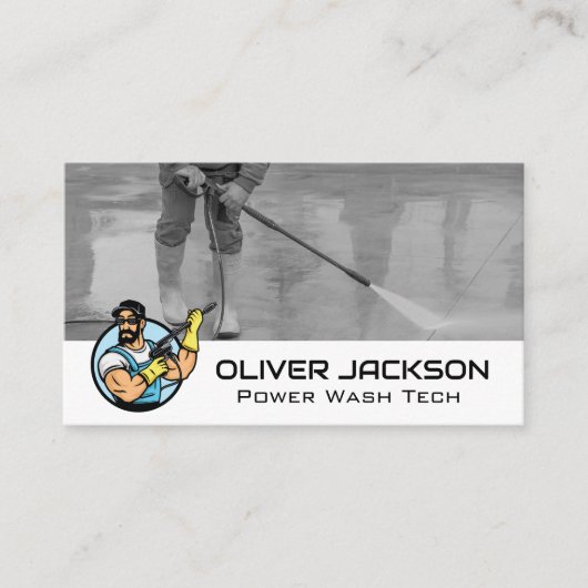 Power-Wash-Logo | Reinigung der Arbeit Visitenkarte (Vorderseite)
