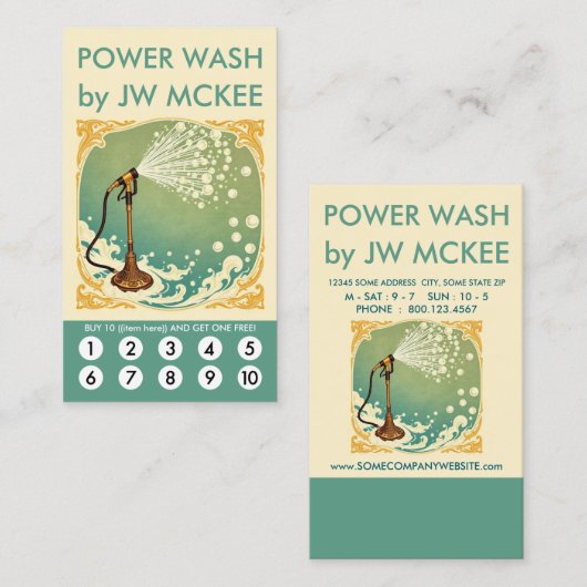 Power Wash Loyalty Punch Card Treuekarte (Vorne/Hinten)