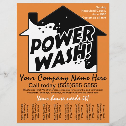 Power Wash Pressure Cleaning Marketing Werbung Flyer (Vorne)