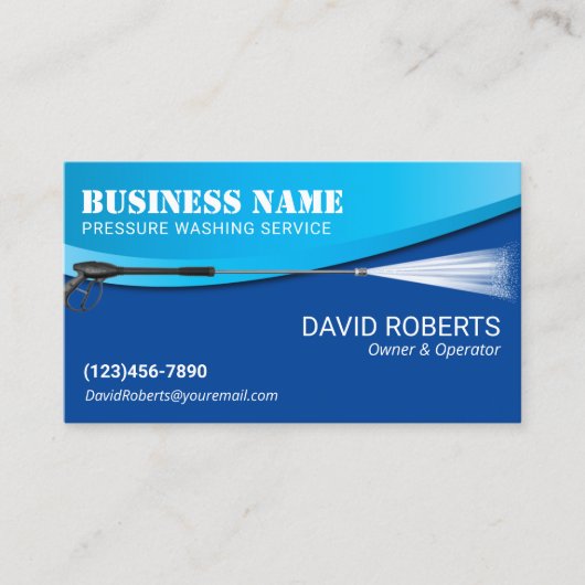 Power Wash Pressure Washing Modern Blue Cleaning Visitenkarte (Vorderseite)