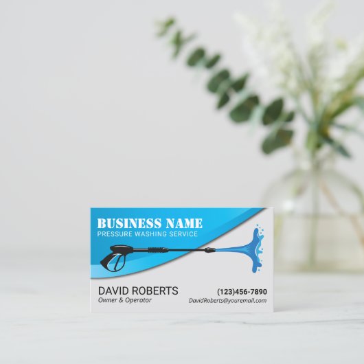 Power Wash Pressure Washing Modern Blue Cleaning Visitenkarte (Stehend Vorderseite)