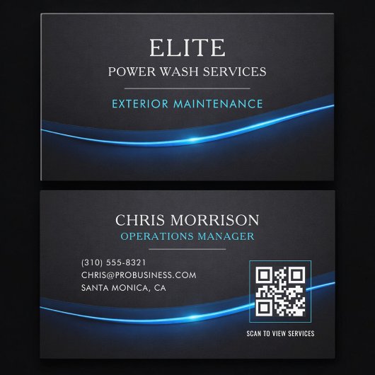 Power Wash Services QR Code Professional Visitenkarte