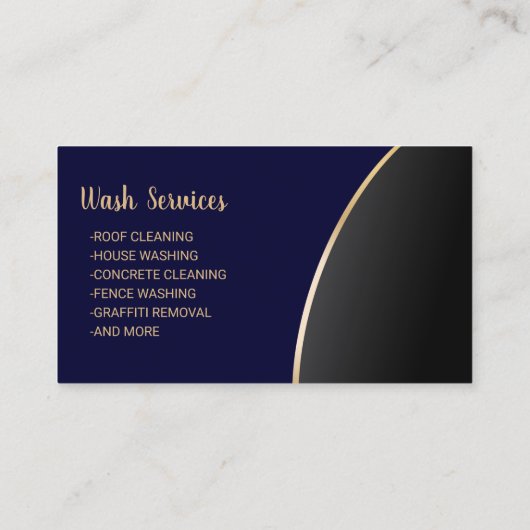 Power Washer Pressure Washing Navy Gold Cleaning Visitenkarte (Rückseite)