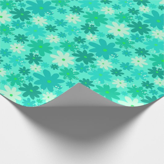 Power-Wrapping-Papier für die grüne Retro-Blume Geschenkpapier (Ecke)