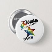 Power zu den Leuten (Retro Regenbogen-Flecken) Button (Vorne & Hinten)