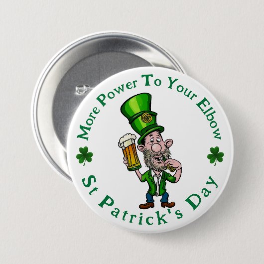 Power zu Ihrem Ellenbogen - St Patrick's Day Butto Button (Vorne & Hinten)