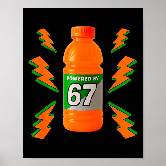 Powered By 67 Aura Energy Funny 6 7 Meme Six Seven Poster (Vorne)